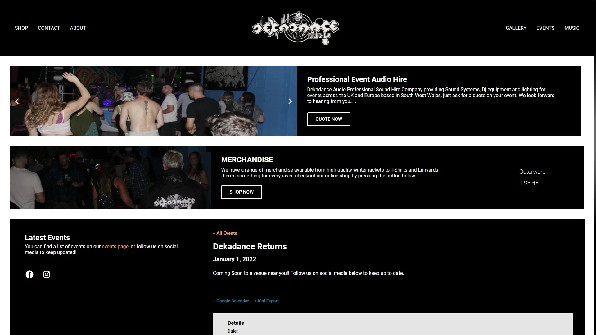 Dekadance Audio Homepage 